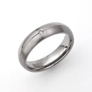 5mm Titanium & Diamond Matt & Polished Ring