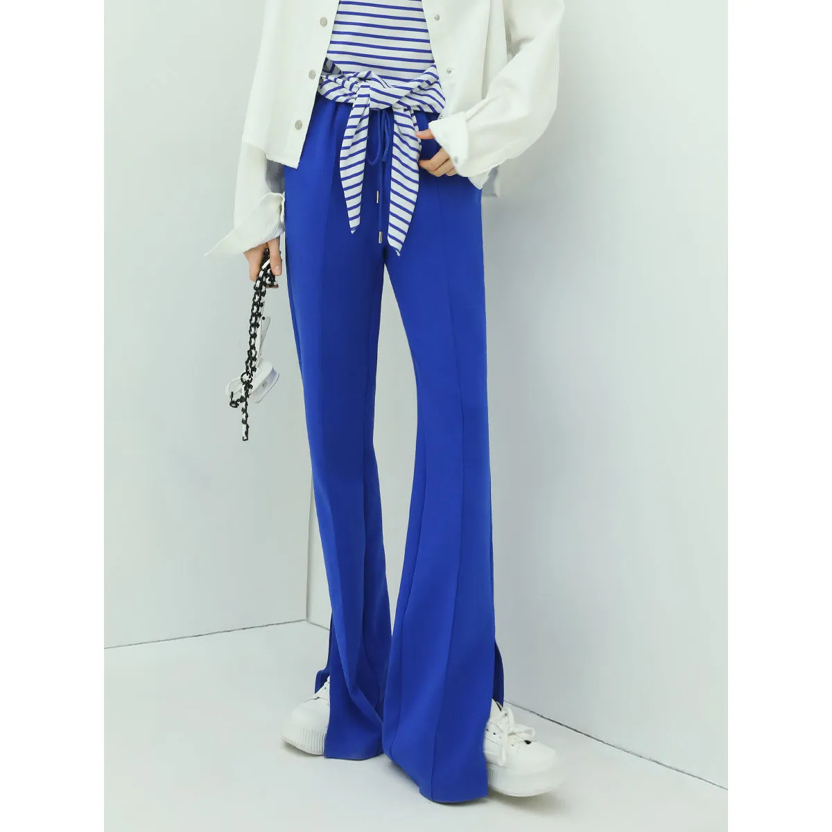 Breathable Casual Flared Pants with Side Slits