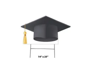 Grad Cap Yard Sign - Black