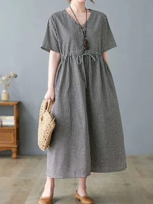 Hey Woman Small Plaid Cotton Smock Dress