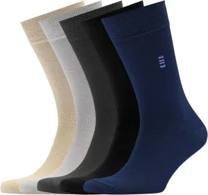 Men's Bamboo Dress Socks • Assorted Plain Pack of 5 Pairs • Mix-1