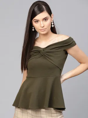 Olive Bardot Peplum Top