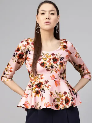 Pink Floral Peplum Top