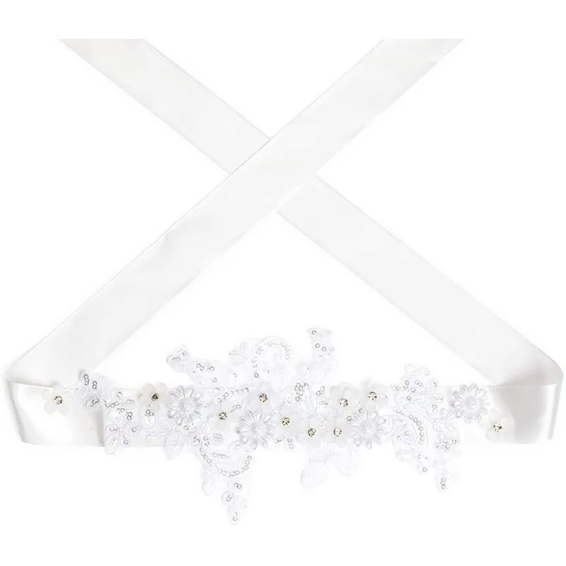 Rhinestone Wedding Dress Belt, Bridal Sash for Women (1.5 x 87 In)