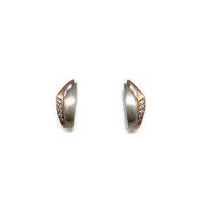 Rose Gold and Sterling Silver Huggie Earrings