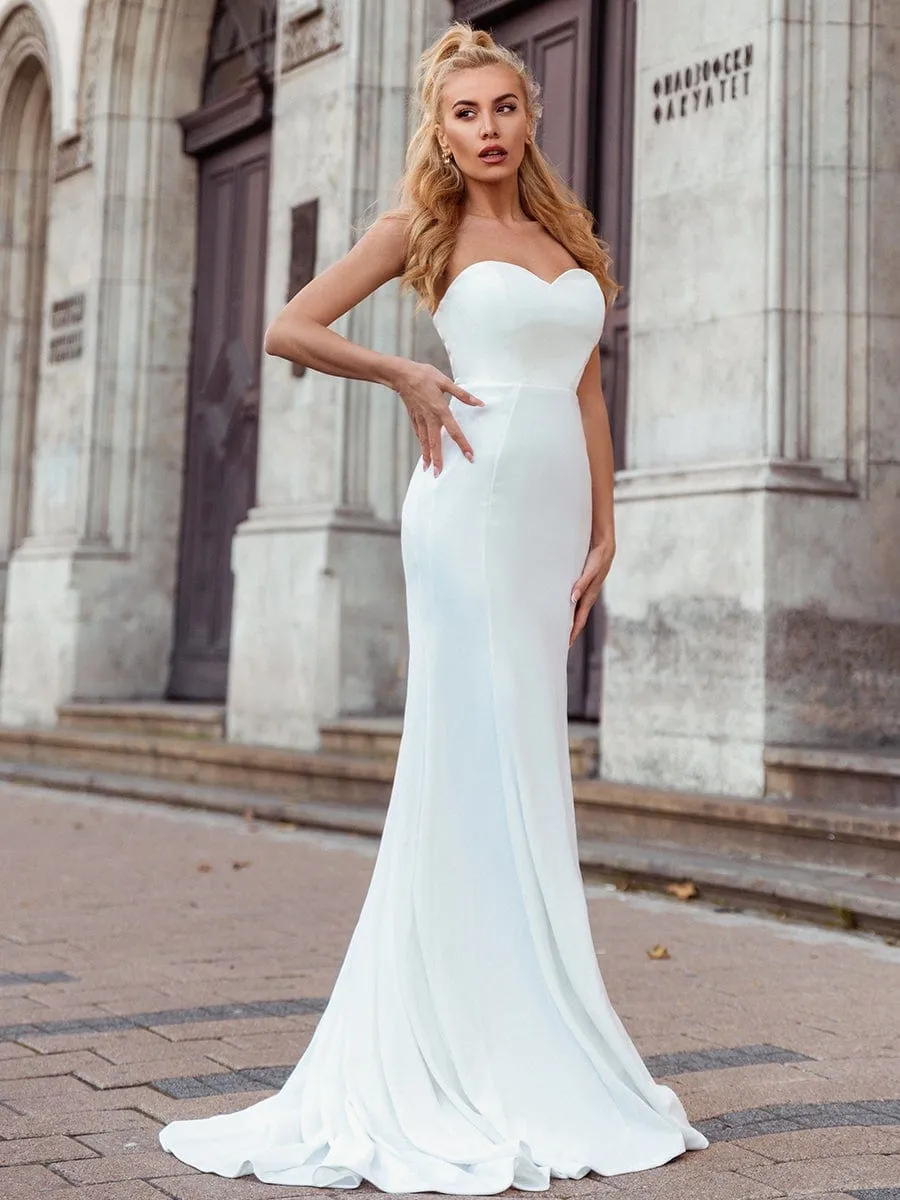 Simple Strapless Mermaid Eloping Dress for Wedding