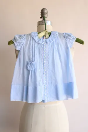 Vintage Handmade Blue Cotton Baby Dress