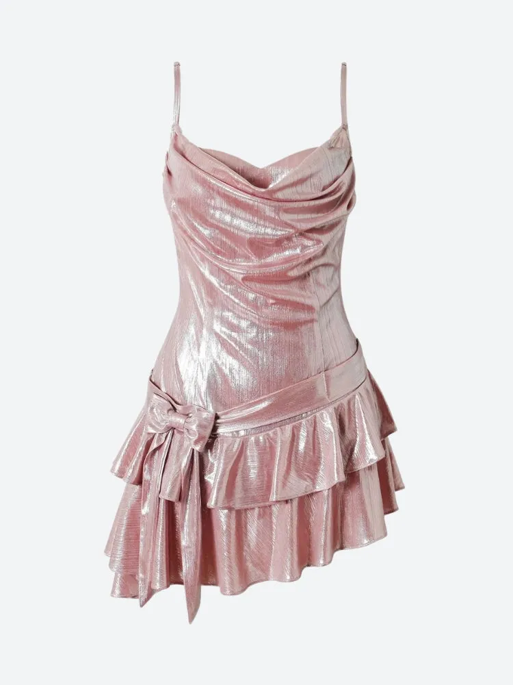 Wenkouban-Christmas Thanksgiving Gift New Year's Eve Dress party look inspos back to school dress  Soft Girl Metallic Mini Dress